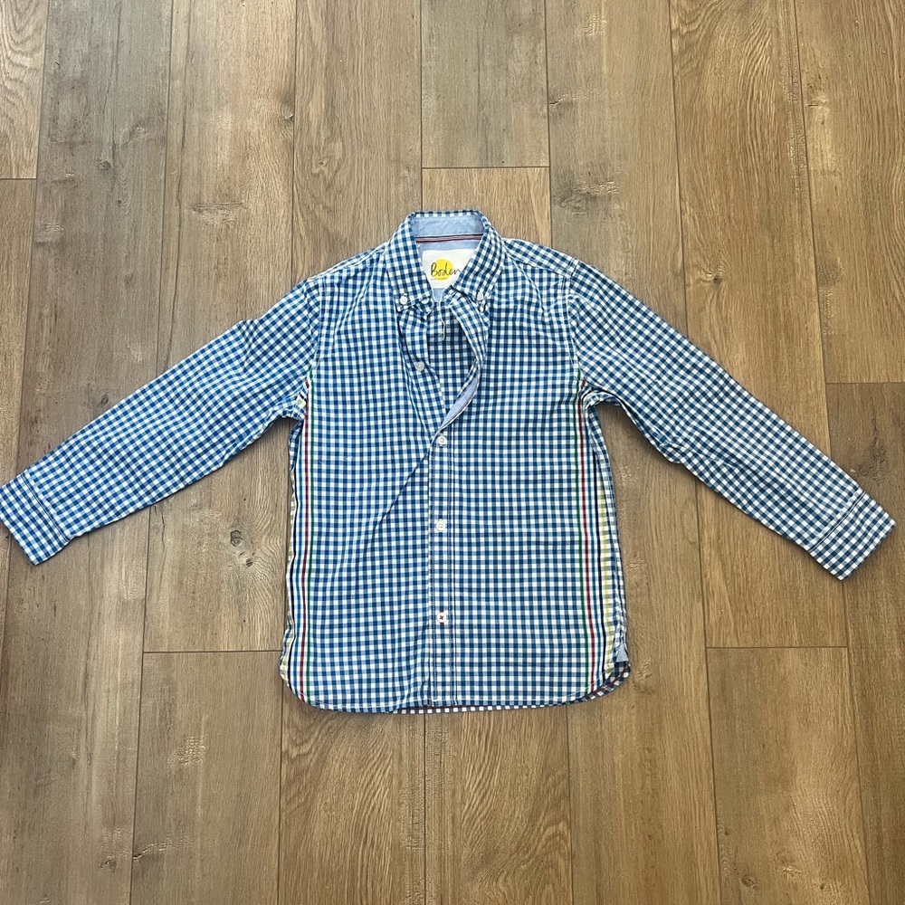 Boden Blue and White Checkered Boy’s Shirt